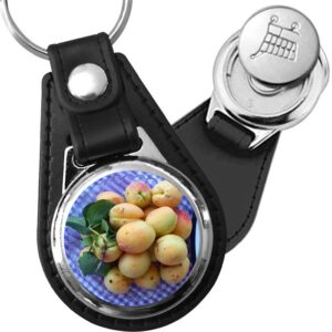 Porte-clé cuir avec médaillon fruit Abricot