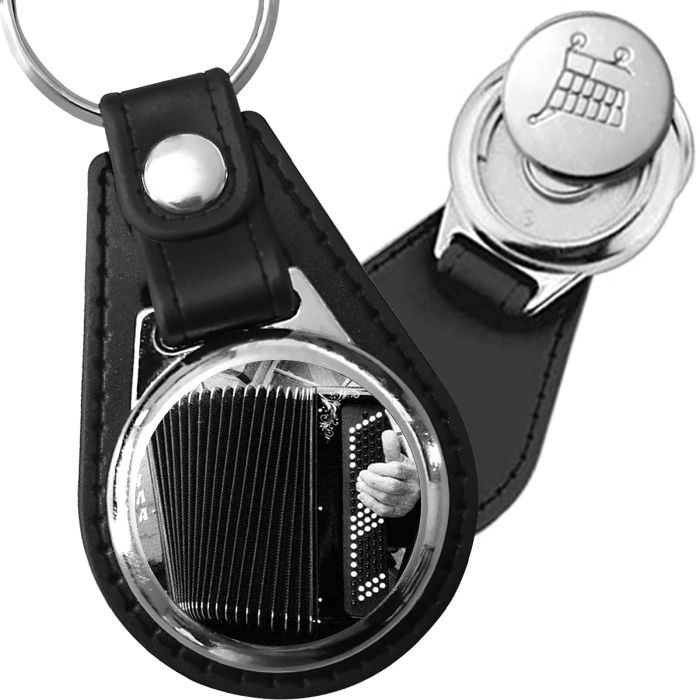 Porte-clé cuir avec médaillon instrument Accordéon