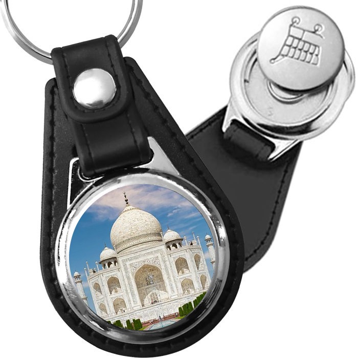Porte-clé cuir avec médaillon ville Agra