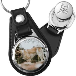 Porte-clé cuir avec médaillon chien Akita Américain
