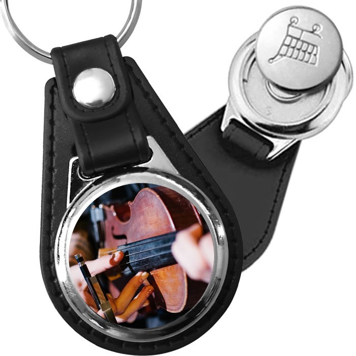 Porte-clé cuir avec médaillon instrument Alto