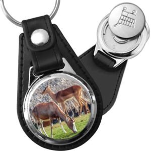 Porte-clé cuir avec médaillon mammifère Antilope