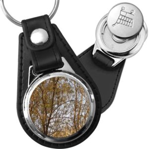 Porte-clé cuir avec médaillon arbre Aulne