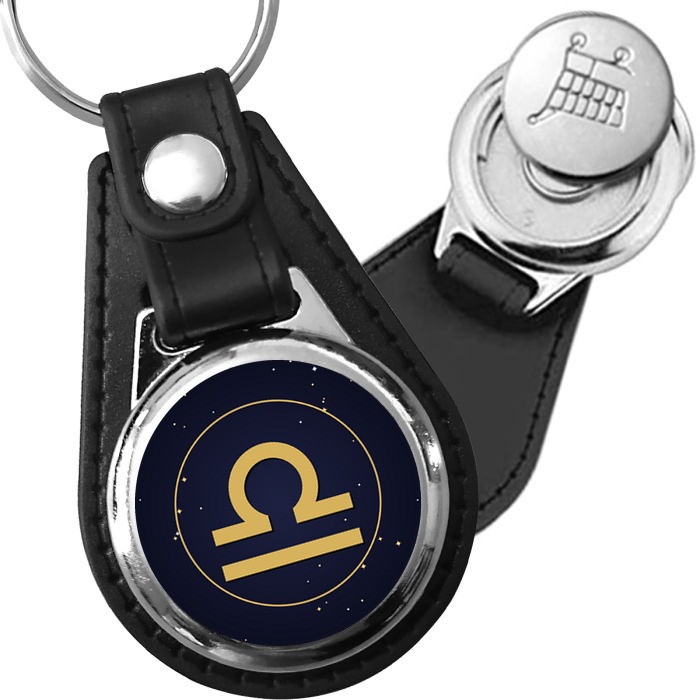 Porte-clé cuir médaillon Zodiaque Balance – Étoilé