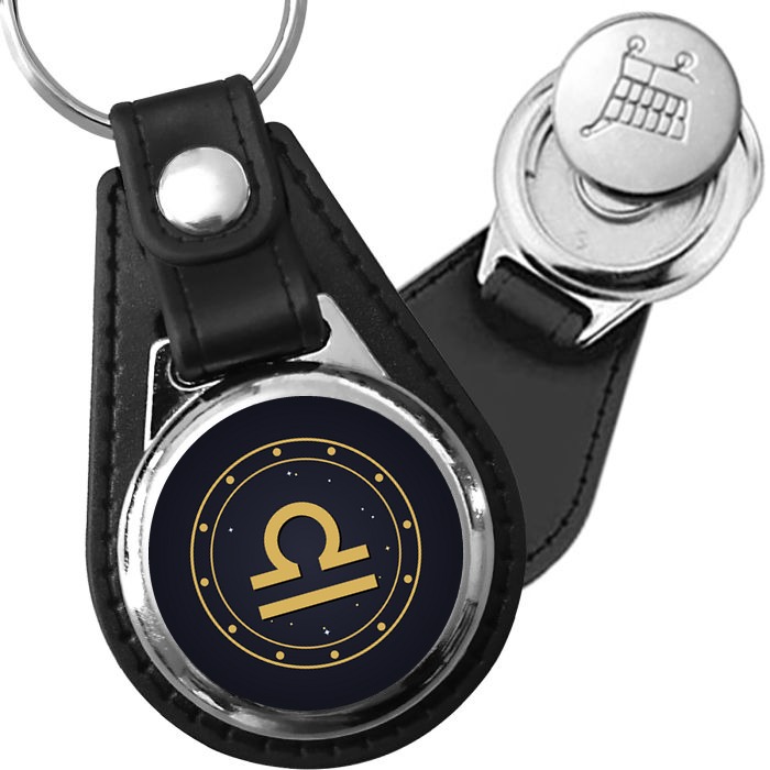 Porte-clé cuir médaillon Zodiaque Balance – Sceau