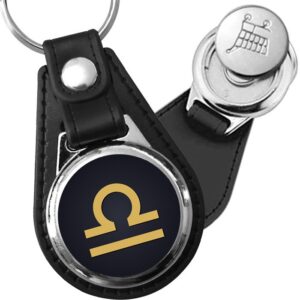 Porte-clé cuir médaillon Zodiaque Balance – Symbole