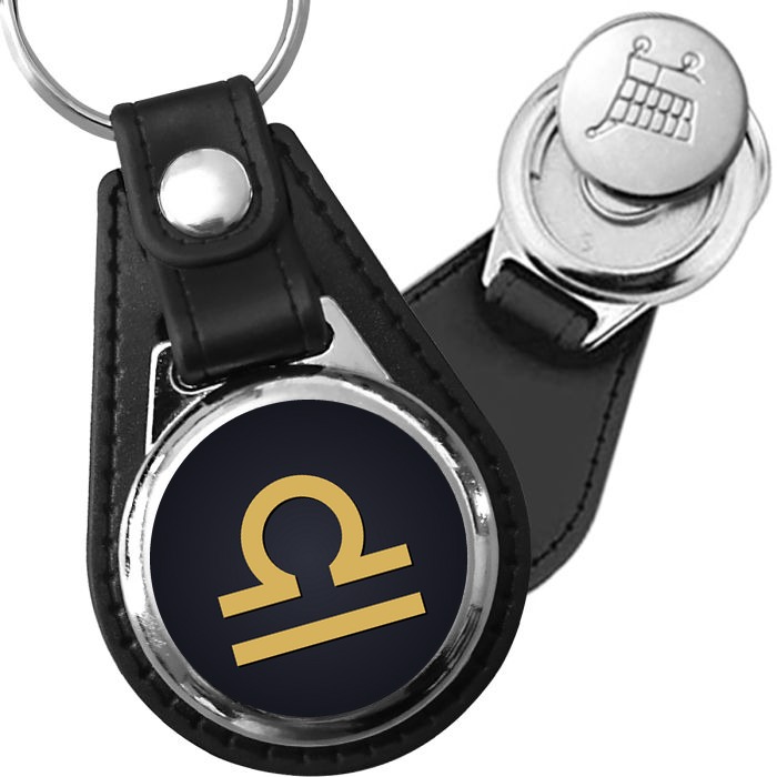 Porte-clé cuir médaillon Zodiaque Balance – Symbole