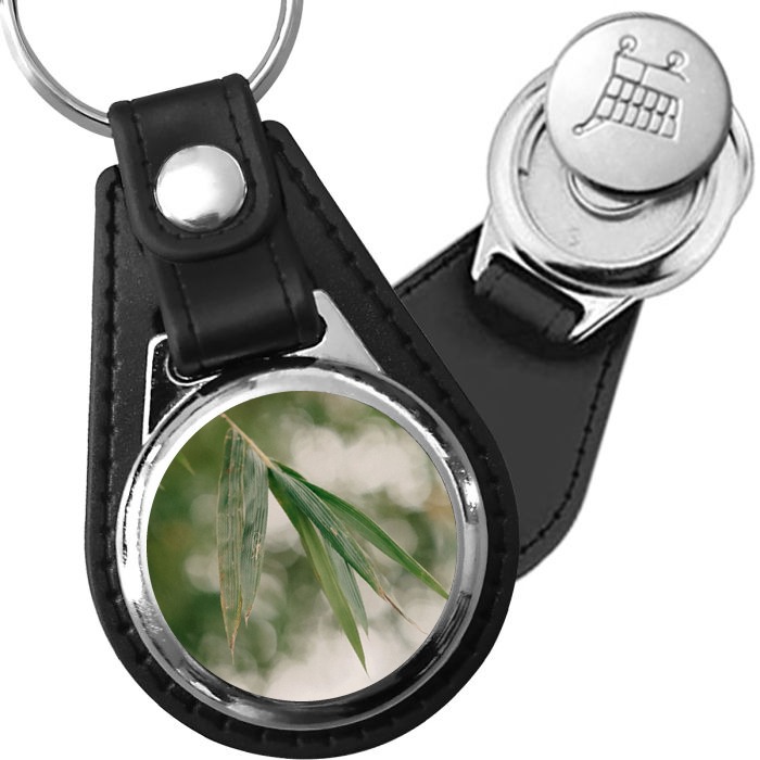 Porte-clé cuir médaillon zen Bambou