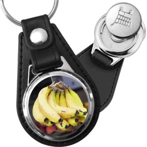 Porte-clé cuir avec médaillon fruit Banane