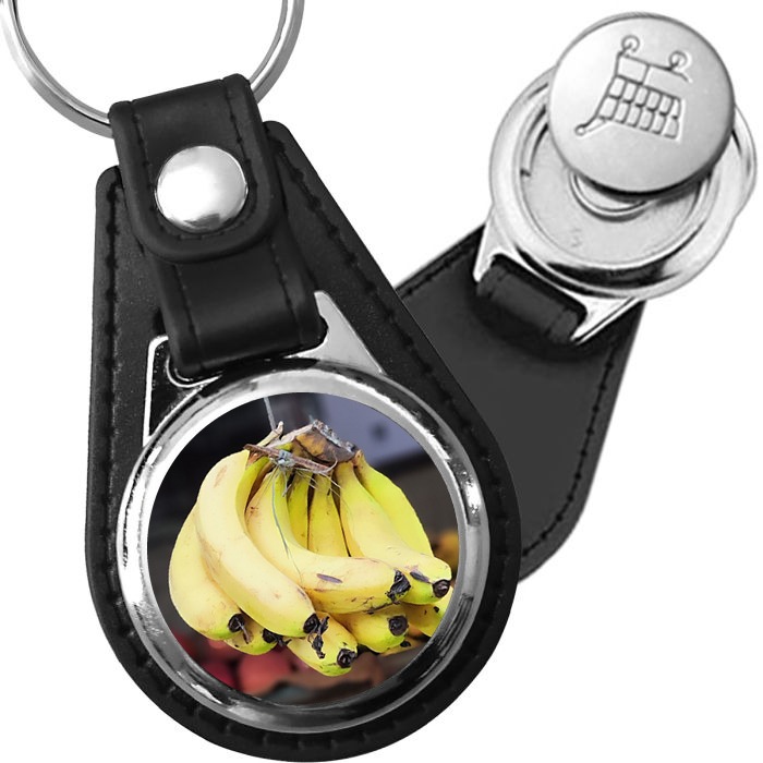 Porte-clé cuir avec médaillon fruit Banane