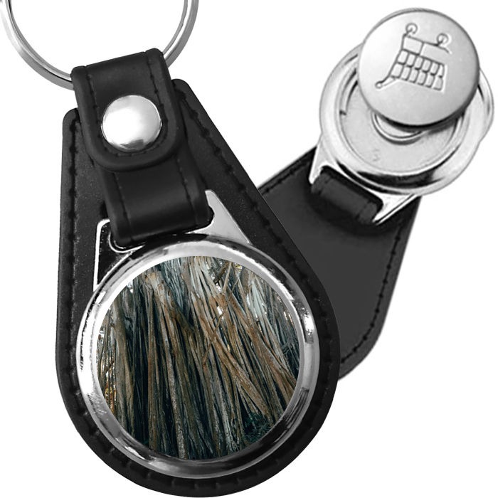 Porte-clé cuir avec médaillon arbre Banian