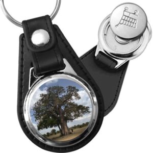 Porte-clé cuir avec médaillon arbre Baobab