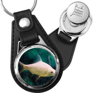 Porte-clé cuir avec médaillon poisson Barbu