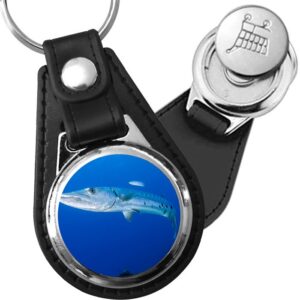 Porte-clé cuir avec médaillon poisson Barracuda