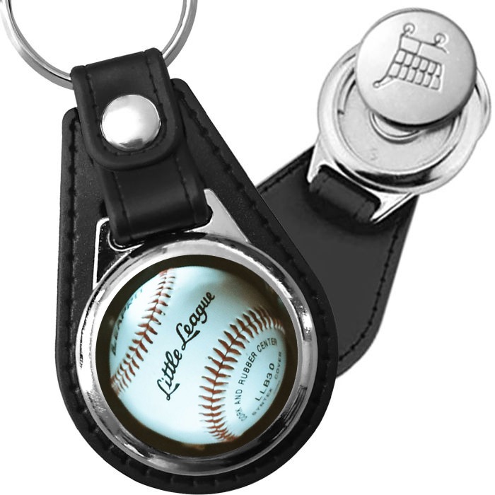 Porte-clé cuir avec médaillon sport Baseball