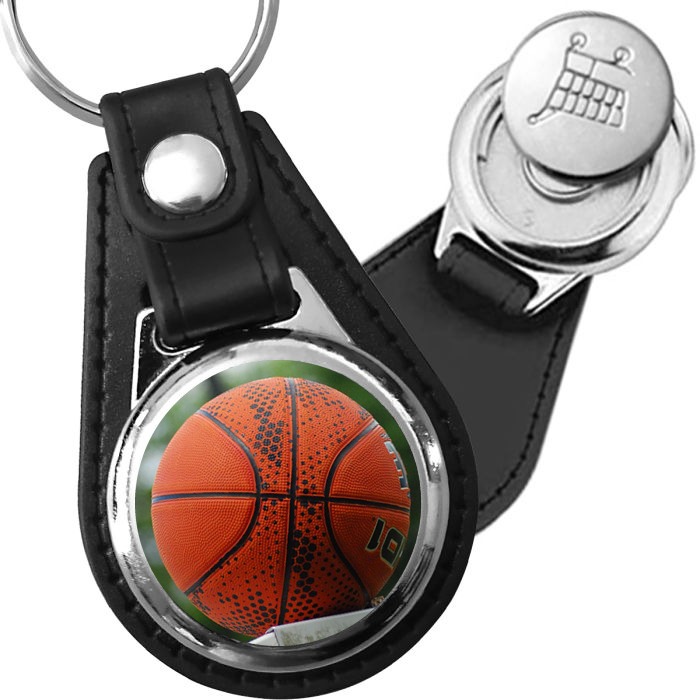 Porte-clé cuir avec médaillon sport Basketball