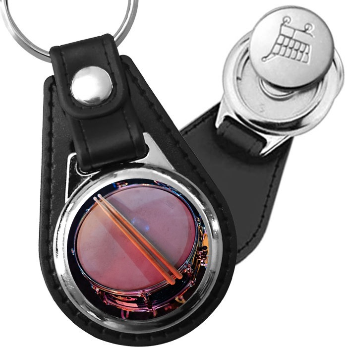 Porte-clé cuir avec médaillon instrument Batterie