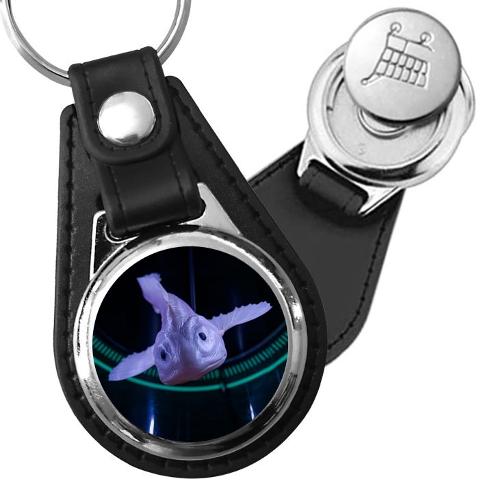 Porte-clé cuir avec médaillon poisson Baudroie