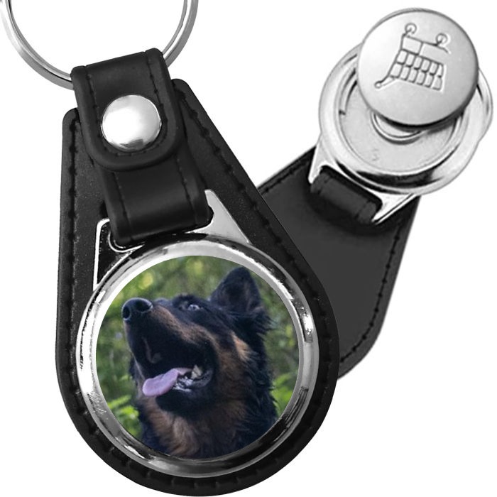 Porte-clé cuir avec médaillon chien Beauceron
