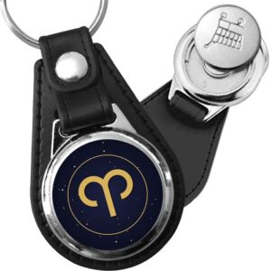 Porte-clé cuir médaillon Zodiaque Bélier – Étoilé