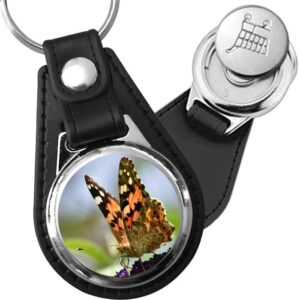 Porte-clé cuir avec médaillon insecte Belle-Dame