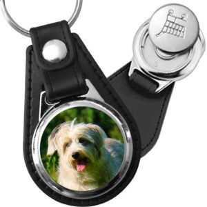 Porte-clé cuir avec médaillon chien Berger des Pyrénées