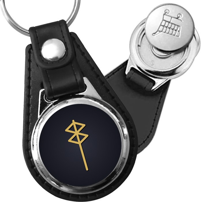Porte-clé cuir médaillon viking gravé Bind-rune Sante