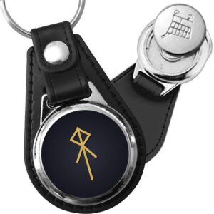 Porte-clé cuir médaillon viking gravé Bind-rune Voyage