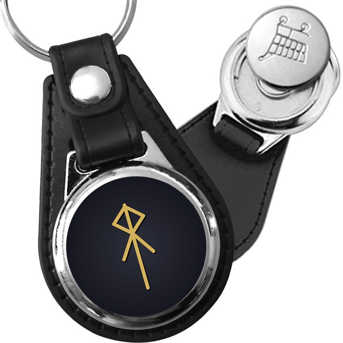 Porte-clé cuir médaillon viking gravé Bind-rune Voyage
