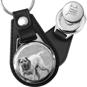 Porte-clé cuir avec médaillon chien Boerboel