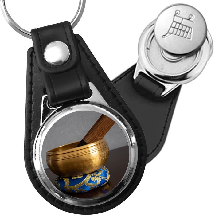 Porte-clé cuir médaillon zen Bol Tibétain
