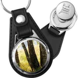 Porte-clé cuir avec médaillon arbre Bouleau