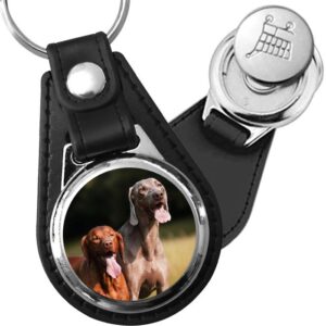 Porte-clé cuir avec médaillon chien Braque de Weimar