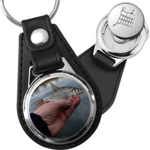 Porte-clé cuir avec médaillon poisson Brochet
