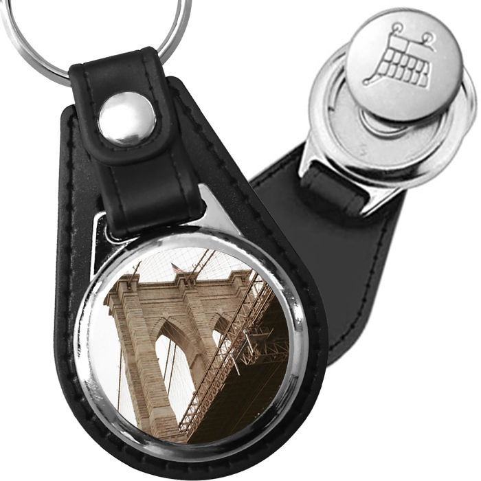 Porte-clé cuir avec médaillon monument Pont de Brooklyn