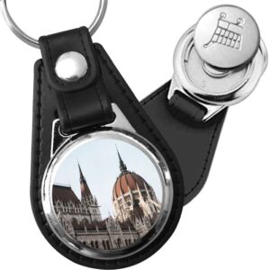 Porte-clé cuir avec médaillon ville Budapest