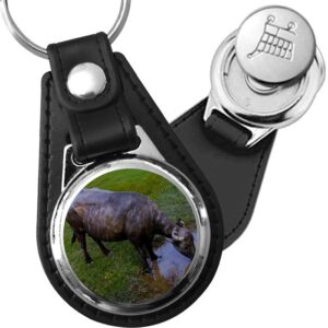 Porte-clé cuir avec médaillon mammifère Buffle
