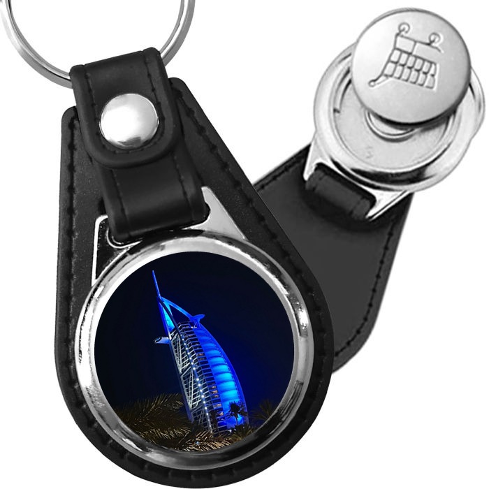 Porte-clé cuir avec médaillon monument Burj Al Arab
