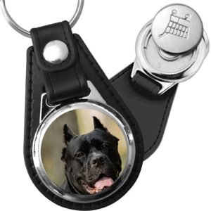 Porte-clé cuir avec médaillon chien Cane Corso