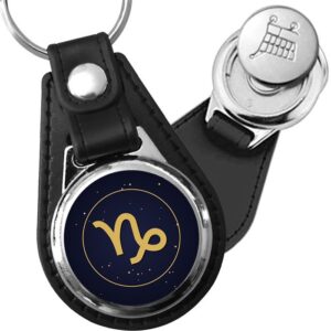 Porte-clé cuir médaillon Zodiaque Capricorne – Étoilé