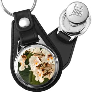 Porte-clé cuir avec médaillon arbre Catalpa