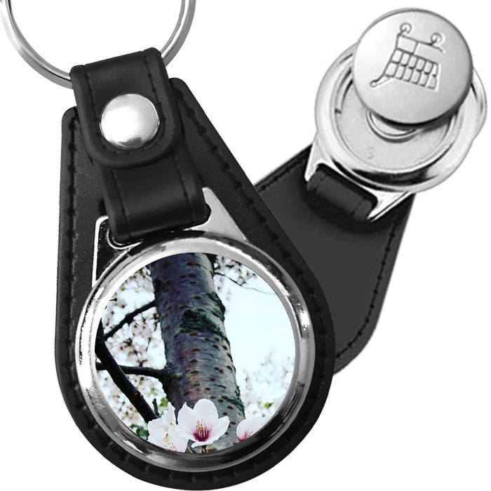 Porte-clé cuir avec médaillon arbre Cerisier