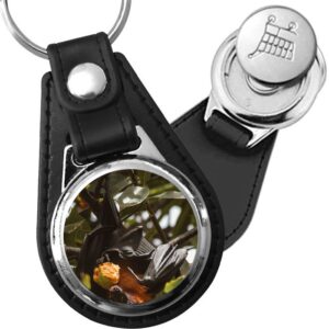 Porte-clé cuir avec médaillon mammifère Chauve-souris