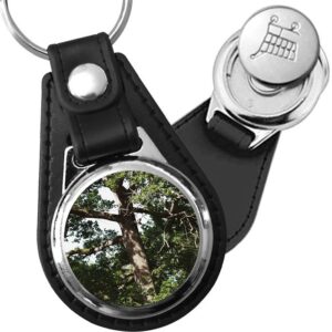 Porte-clé cuir avec médaillon arbre Chêne