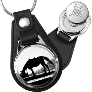 Porte-clé cuir avec médaillon mammifère Cheval