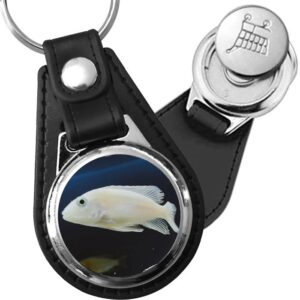 Porte-clé cuir avec médaillon poisson Cichlidé