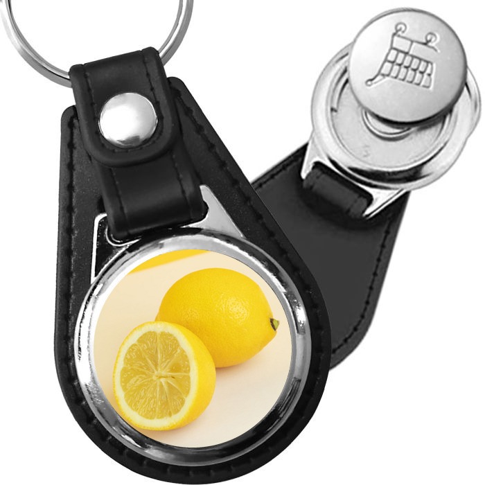 Porte-clé cuir avec médaillon fruit Citron