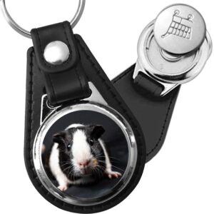 Porte-clé cuir avec médaillon mammifère Cobaye