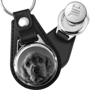 Porte-clé cuir avec médaillon chien Cocker Américain