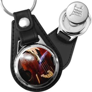 Porte-clé cuir avec médaillon instrument Contrebasse